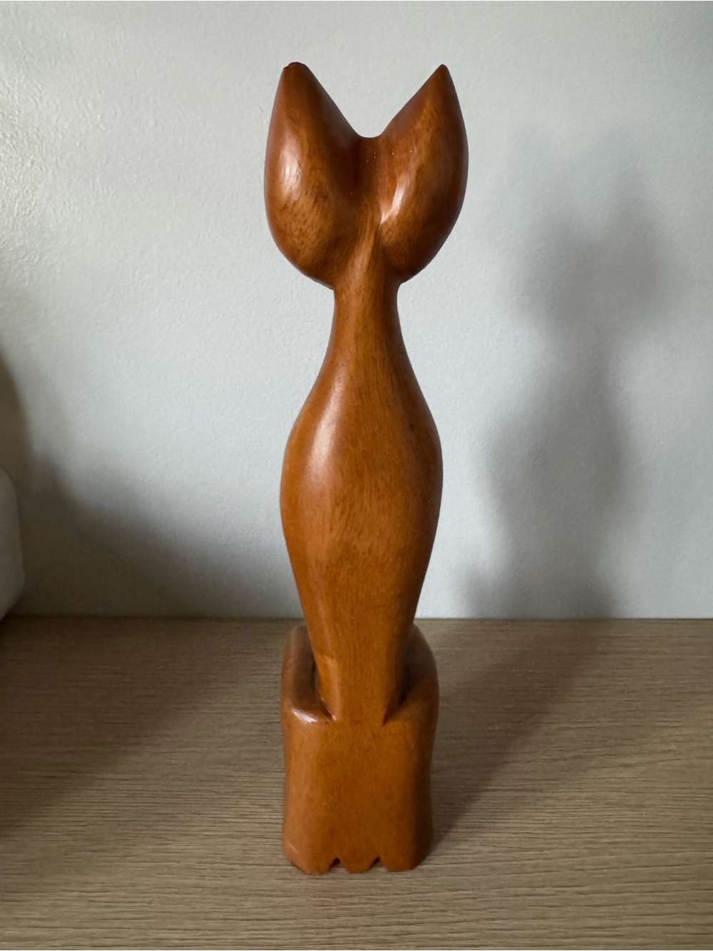 Handcrafted Wooden Cat Figurine - Brown - Picture 7 of 10